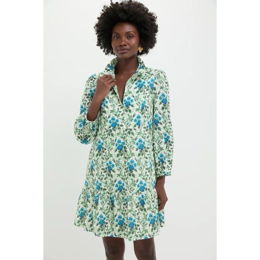 Tuckernuck Cerulean Vine Cotton Linen Palmerston Dress Women's XS New